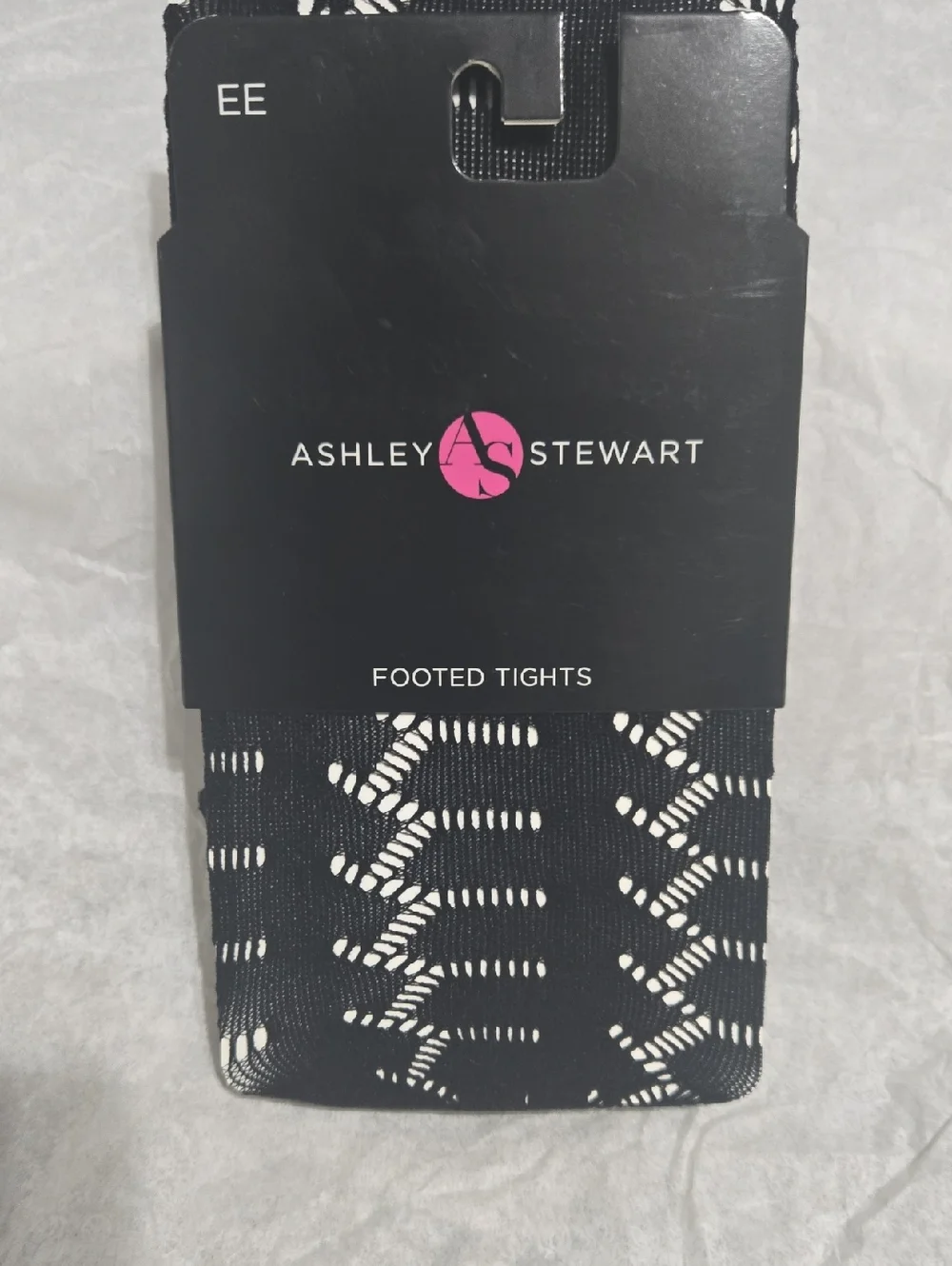 Ashley Stewart Black and White Patterned Footed Tights